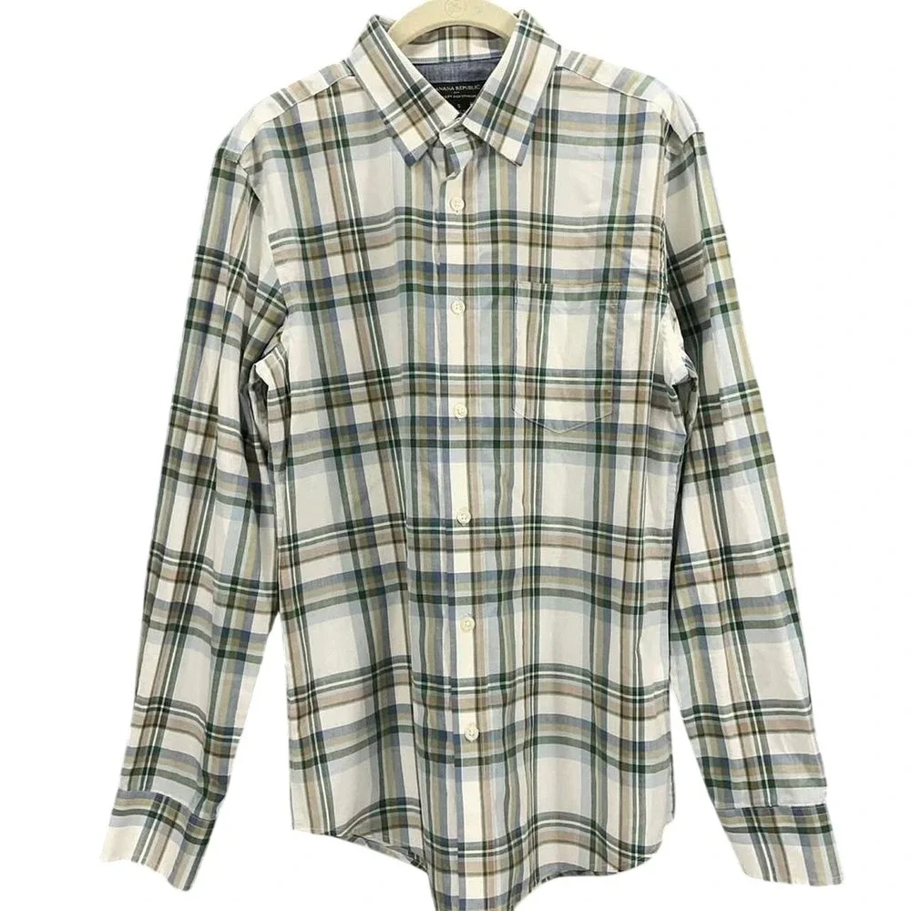Vintage Earth Tone Plaid Button Down Mens Small Shirt‎ Cabincore Preppy Dadcore